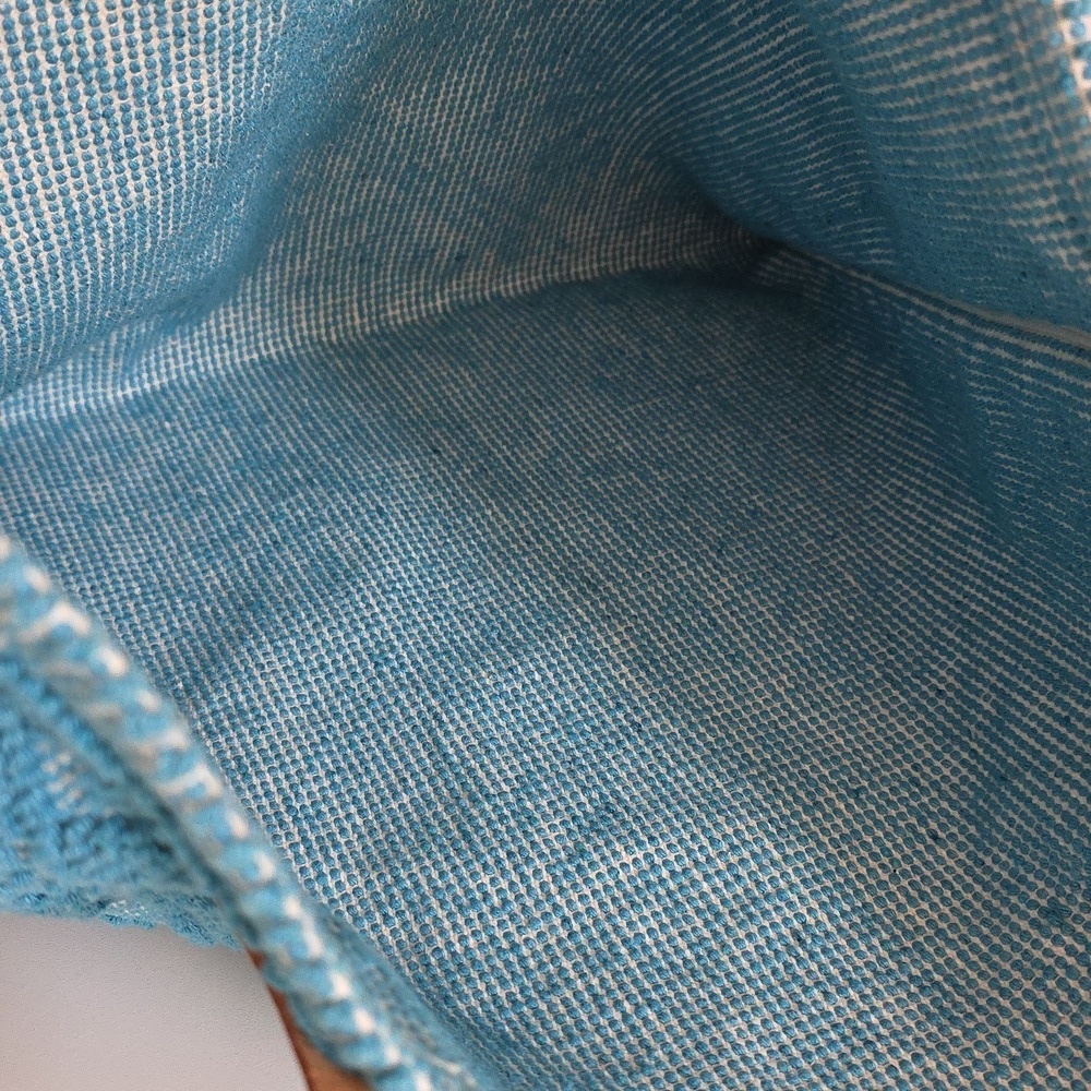 Turquoise Blue and White Tapestry Tote - Picture 8 of 9